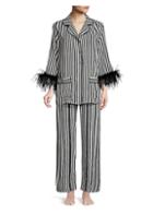 Sleeper Striped Feather-trim Pajama Pants