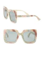 Gucci White Glitter Oversized Rectangular Sunglasses/53mm