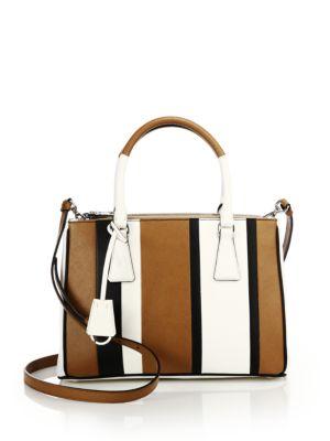 Prada Baiadera Saffiano Leather Double Zip Tote