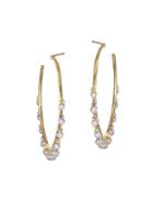Meira T 14k Yellow & White Gold Dangle Diamond Hoop Earrings