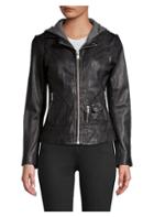 Doma Hooded Leather Moto Jacket