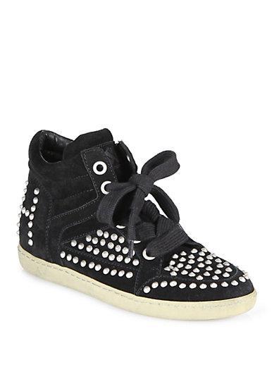 Ash Zest Bis Studded Suede Wedge Sneakers
