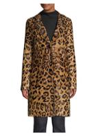 Elie Tahari Angelina Leopard Print Calf Hair Coat