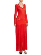 Roberto Cavalli Cut-out Knit Long Sleeve Gown
