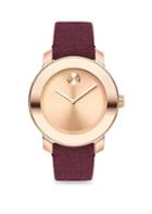 Movado Bold Iconic Metal & Red Suede Watch