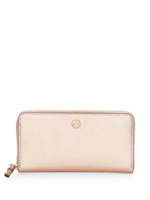Tory Burch Robinson Metallic Leather Continental Wallet