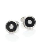 David Donahue Sterling Silver, Enamel & Crystal Cuff Links