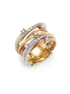 Marco Bicego Goa Diamond, 18k White, Rose & Yellow Gold Seven-strand Ring