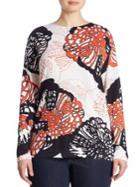 Basler, Plus Size Coral Printed Knit Tunic Sweater