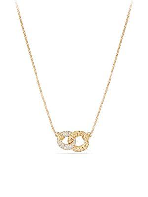 David Yurman Belmont Extra-small Double Curb Link Necklace With Diamonds In 18k Gold