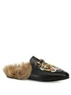 Gucci Princetown Tiger Lamb Fur-lined Leather Slippers