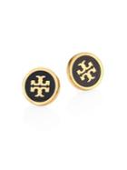 Tory Burch Lacquered Logo Stud Earrings