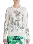 Dolce & Gabbana Sketch-print Silk Knit Sweater