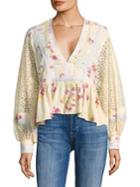 Free People Boogie All Night Printed Blouse