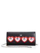 Fendi 2jours Heart Studs Leather Chain Wallet
