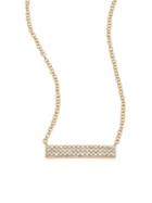 Ef Collection Mini Jumbo Bar Diamond & 14k Yellow Gold Pendant Necklace