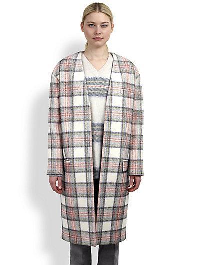 Stella Mccartney Collarless Plaid Coat