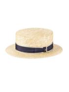 Hickey Freeman Raffia Straw Boater Hat