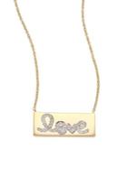 Sydney Evan Pave Love Bar Diamond & 14k Yellow Gold Pendant Necklace