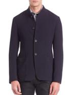 Armani Collezioni Textured Virgin Wool-blend Jersey Jacket