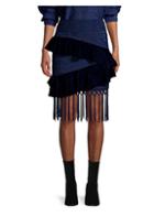 Patbo Velvet & Lace Fringed Mini Skirt