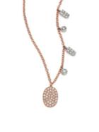 Meira T Diamond & 14k Rose Gold Oval Pendant Necklace