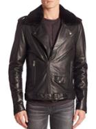 Blk Dnm Leather & Fur Jacket