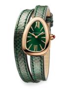Bvlgari Serpenti 18k Pink Gold & Green Karung Strap Watch