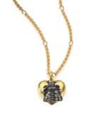 Gucci Bee & Heart Grey Diamond & 18k Yellow Gold Pendant Necklace
