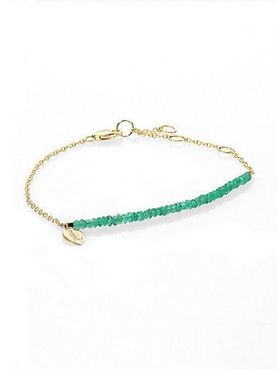 Meira T Emerald & 14k Yellow Gold Beaded Chain Link Bracelet