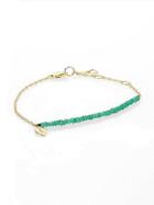 Meira T Emerald & 14k Yellow Gold Beaded Chain Link Bracelet