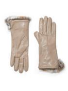 Saks Fifth Avenue Collection Rabbit Fur Cuff Leather Gloves