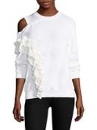 Clu Paneled Ruffle Cold Shoulder Pullover