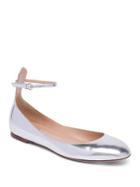 Valentino Tan-go Metallic Leather Ankle-strap Ballet Flats