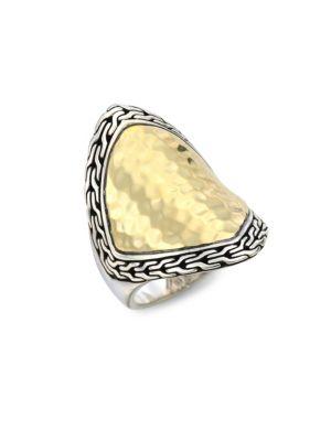 John Hardy Classic Chain Two-tone Hammered Saddle Ring