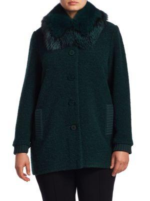 Stizzoli, Plus Size Fox Fur Knitted Coat