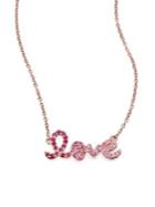 Sydney Evan Pink Sapphire, Ruby & 14k Rose Gold Small Ombre Love Necklace
