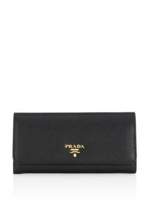 Prada Pebble Leather Two-tone Wallet