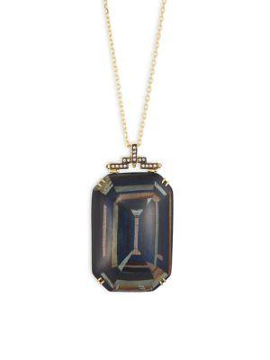 Silvia Furmanovich Marquetry Light Brown Diamonds, Blue Sapphire & 18k Yellow Gold Pendant Necklace