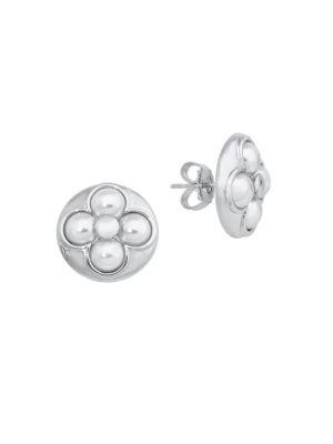 Majorica Luck 6mm White Mabe Pearl & Sterling Silver Stud Earrings