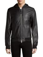 Mackage Hooded Leather Bomber