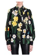 Dolce & Gabbana Daffodil Print Tie-neck Blouse