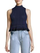 3.1 Phillip Lim Compact Pointelle Lace Cropped Tank Top