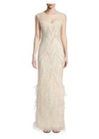 Parker Black Allie Beaded Feather Gown
