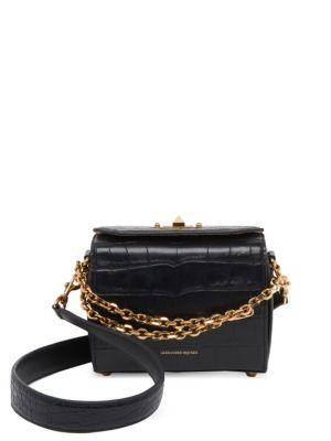 Alexander Mcqueen Box Bag Croc-embossed Leather Satchel 16