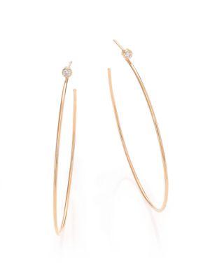 Zoe Chicco Diamond & 14k Yellow Gold Hoop Earrings/2