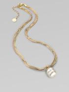 Majorica 16mm White Baroque Pearl Multi-chain Pendant Necklace