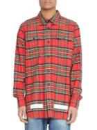 Off-white Frayed Check Wool & Cotton Button-down Shirt