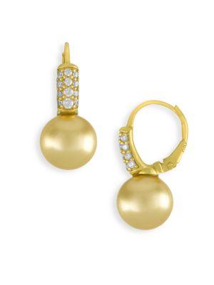 Majorica 10mm Champagne Pearl & Crystal Drop Earrings