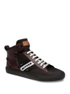 Bally Hedern Studded Plaid High Top Sneakers
